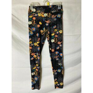 LuLaRoe Black and Orange Floral Leggings